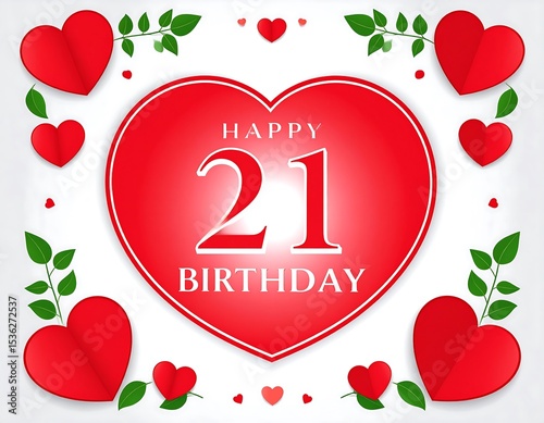 Red heart birthday graphic