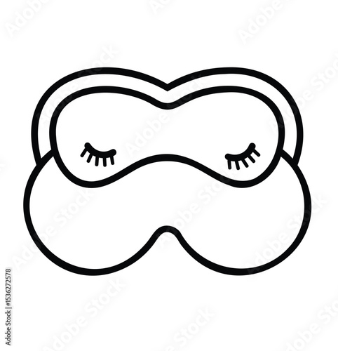 Sleep Mask Outline Vector Icon – Minimal Bedtime Symbol on White Background