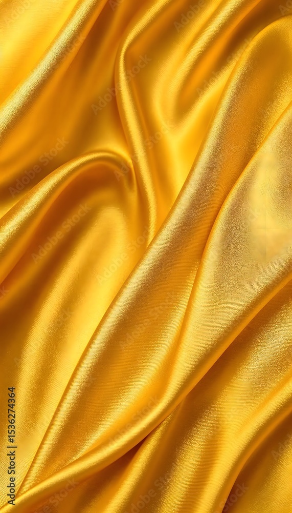 Fototapeta premium Golden silk fabric with smooth and luxurious texture background
