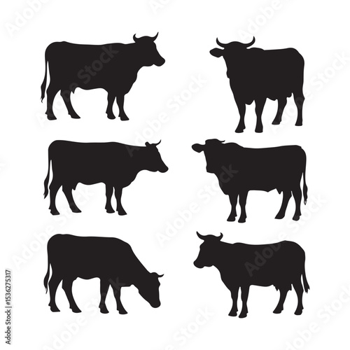 Cow set sillhouette