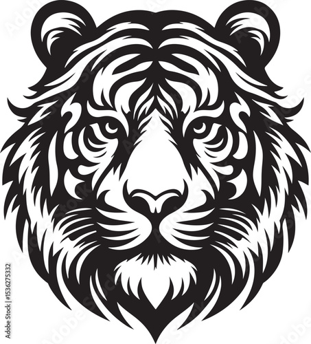 Wallpaper Mural Black and white stylized tiger head vector illustration Torontodigital.ca