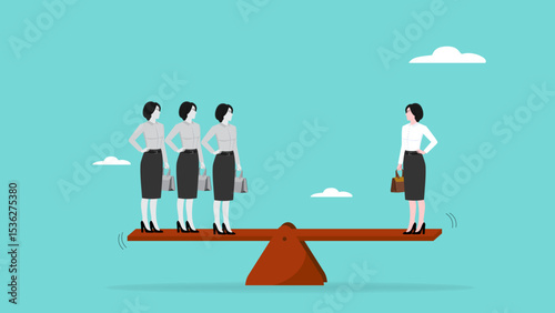 quality vs quantity employee, employee value to achieve business success, employee quality to produce good performance, one quality employee vs many employees competing on a seesaw