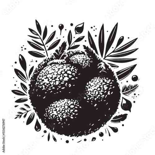 Black Falafel Silhouette Vector, High Quality Illustration on White Background