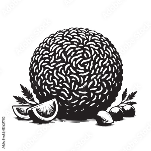 Black Falafel Silhouette Vector, High Quality Illustration on White Background
