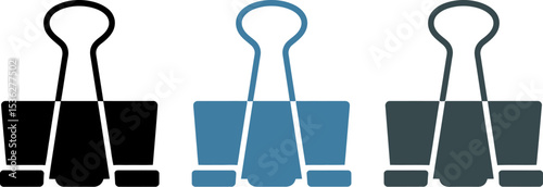 Binder clip illustration set office supply paper clip document clip stationery clip isolated on white 100 chars editable stock vector illustration