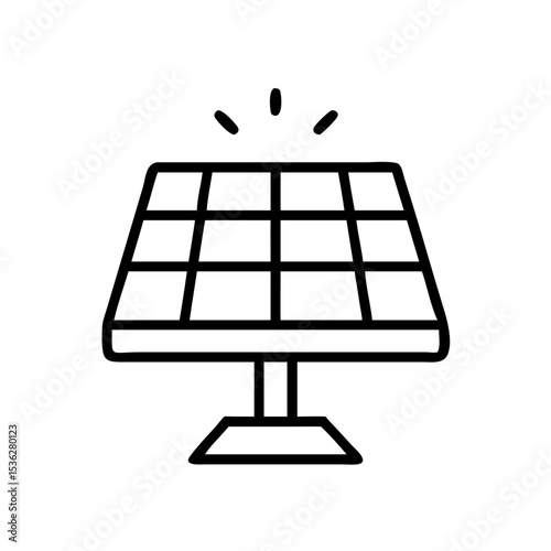 Solar panel icon in minimalistic line art style  