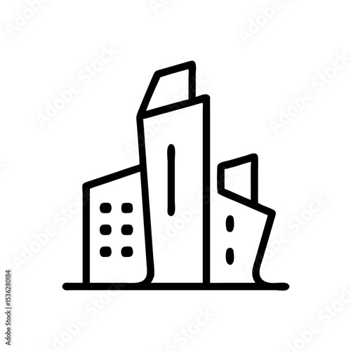 Abstract line art depicting modern city skyline buildings  