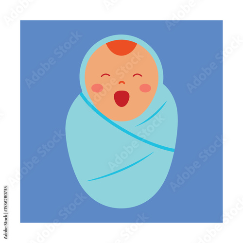Newborn Baby Yawning Wrapped in Soft Blanket