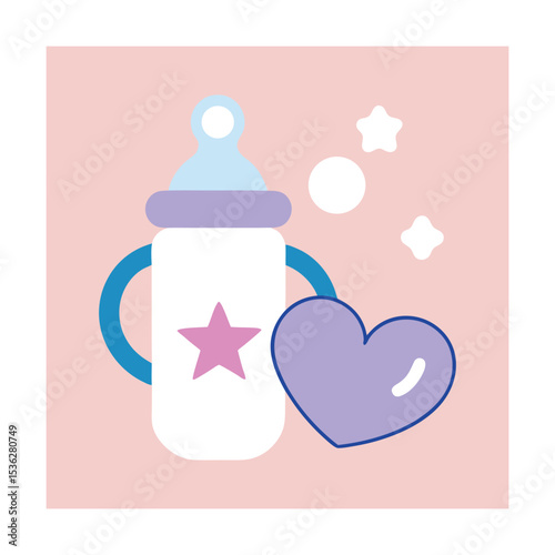 Pacifier and Milk Bottle with Cute Stars Design