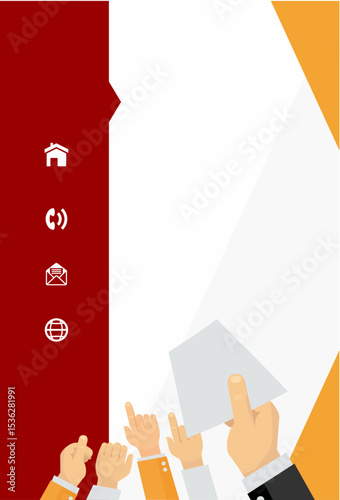 Hands Voting with Abstract Background.