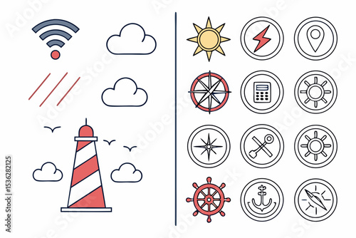 set of nautical icons