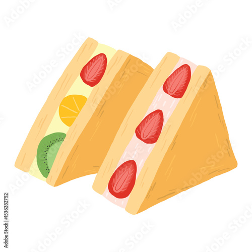 Fruit sando  Japanese sandwich illustration