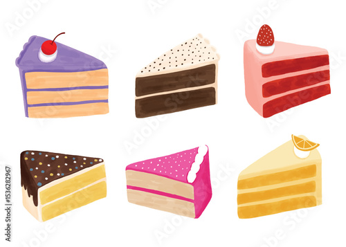 Slice Cake Illustration vector set