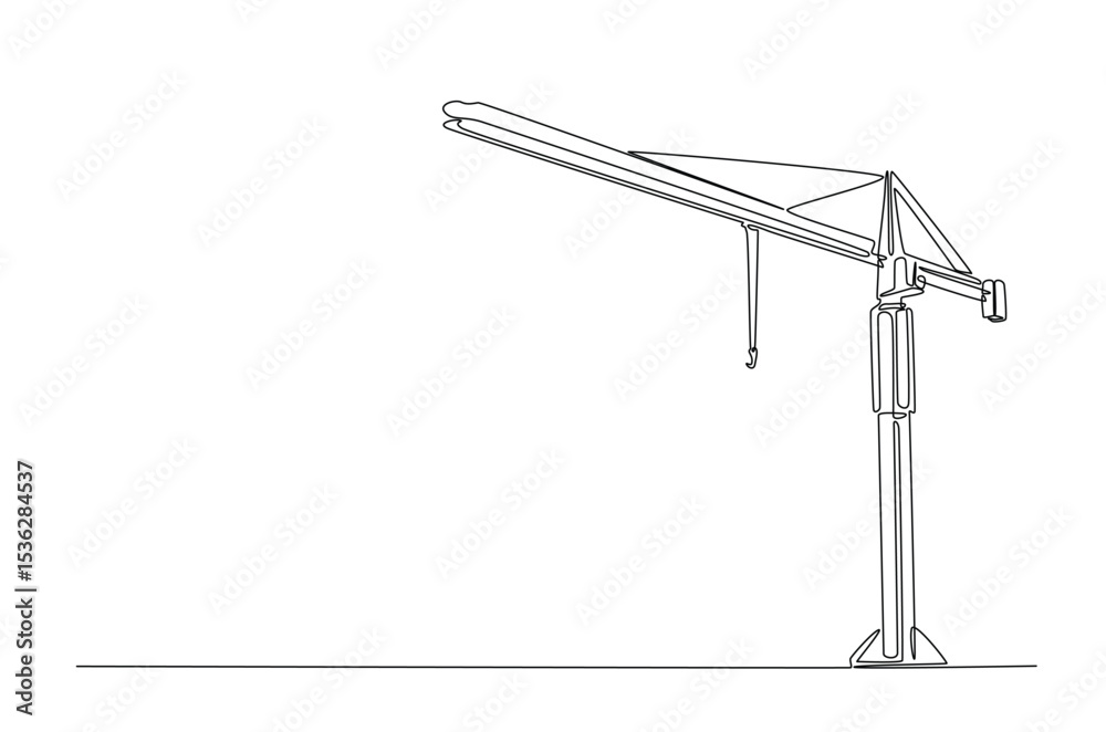 Construction crane in continuous one line drawing. Single line art illustration of crane for building construction. Editable vector. Construction crane in continuous one line drawing. Single line art illustration of crane for building construction. Editable vector.