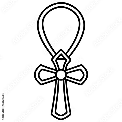 Minimal Ankh Symbol Line Art