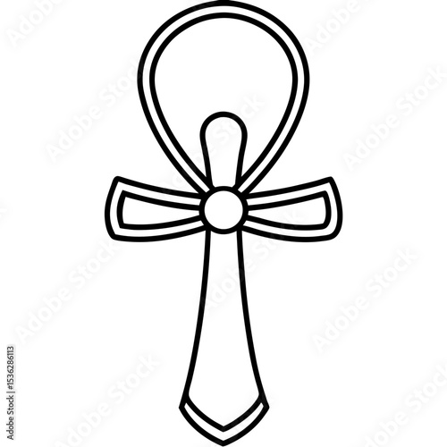 Minimal Ankh Symbol Line Art