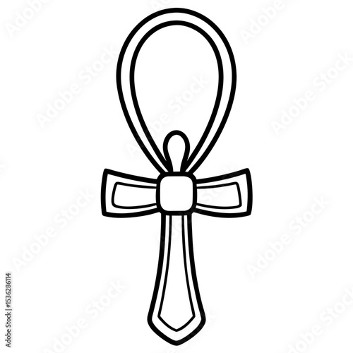 Minimal Ankh Symbol Line Art