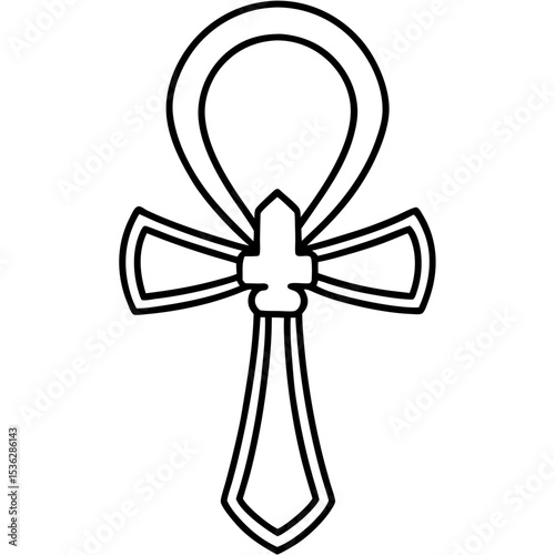 Minimal Ankh Symbol Line Art