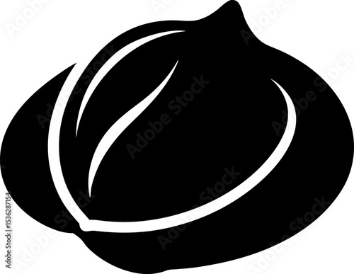 Nut Shell Silhouette Vector Illustration 