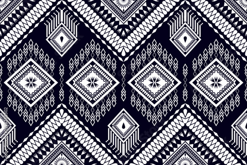 Photography Seamless geometric shapes and elephants on a dark blue background