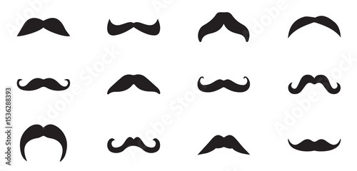 collection of mustaches. set of mustaches. Black moustache isolated on white background
