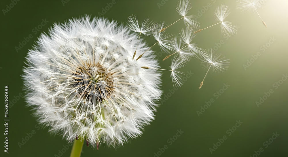 Fototapeta premium Dandelion Seeds Blowing in the Wind