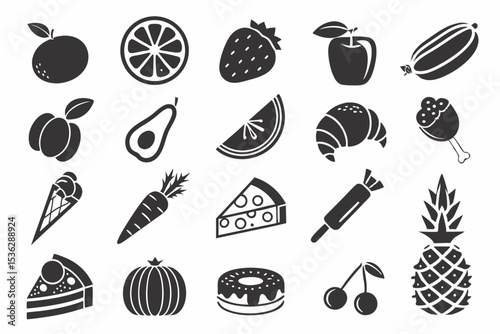 set of vegetables and fruits