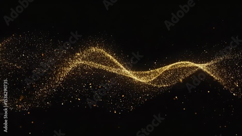 Wallpaper Mural Flowing golden particles form a wave on a dark background Torontodigital.ca