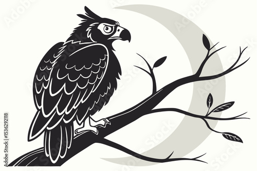 owl sitting vector silhouette black one
