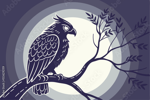 owl logo. Black white hand drawn doodle animal. Ethnic patterned vector logo type black silhouette