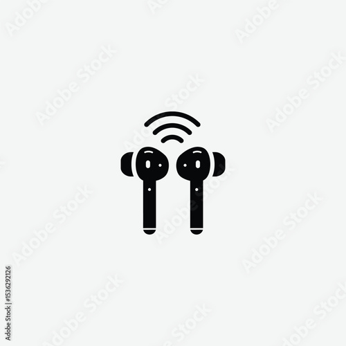 Download high-quality earbuds vector illustration. Perfect for tech, audio, and gadget designs. Minimal and modern wireless earphones on white background.