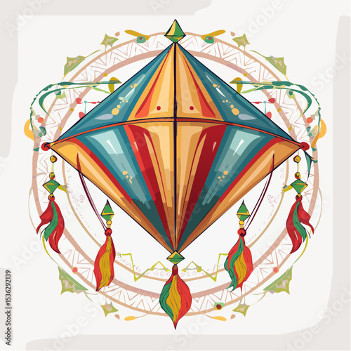 Vibrant Kite Design Layang-Layang Motif in Air