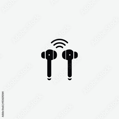Download high-quality earbuds vector illustration. Perfect for tech, audio, and gadget designs. Minimal and modern wireless earphones on white background.