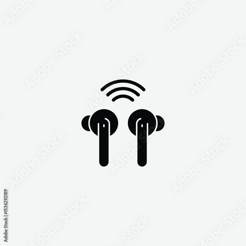 Download high-quality earbuds vector illustration. Perfect for tech, audio, and gadget designs. Minimal and modern wireless earphones on white background.