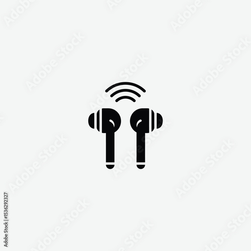 Download high-quality earbuds vector illustration. Perfect for tech, audio, and gadget designs. Minimal and modern wireless earphones on white background.