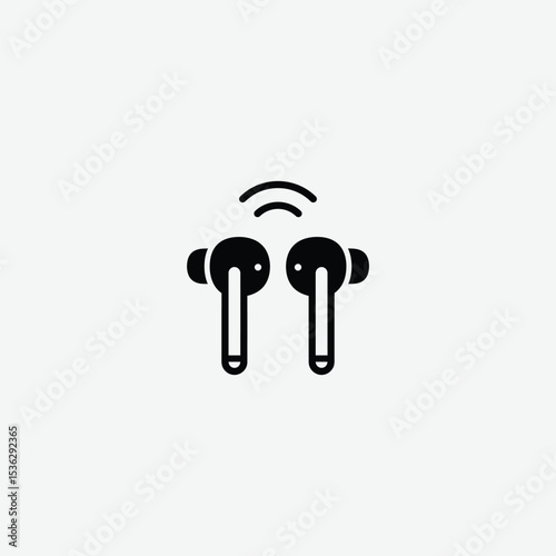 Download high-quality earbuds vector illustration. Perfect for tech, audio, and gadget designs. Minimal and modern wireless earphones on white background.