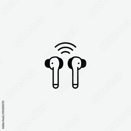 Download high-quality earbuds vector illustration. Perfect for tech, audio, and gadget designs. Minimal and modern wireless earphones on white background.