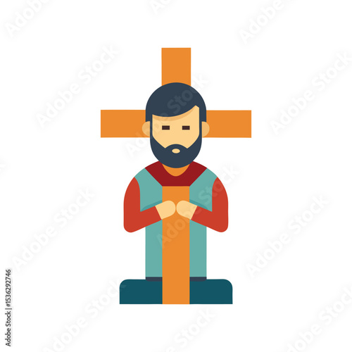Flat and Minimal Praying Man icon vector illustration on white background