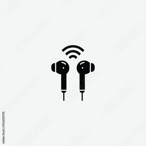 Download high-quality earbuds vector illustration. Perfect for tech, audio, and gadget designs. Minimal and modern wireless earphones on white background.