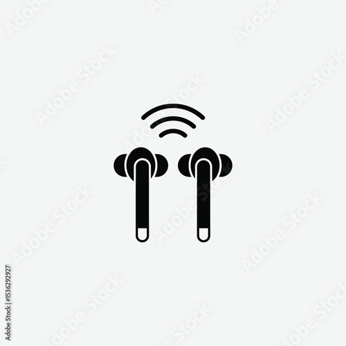 Download high-quality earbuds vector illustration. Perfect for tech, audio, and gadget designs. Minimal and modern wireless earphones on white background.