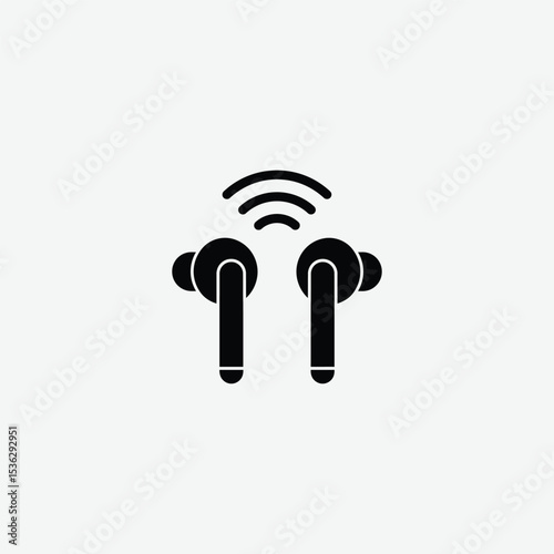 Download high-quality earbuds vector illustration. Perfect for tech, audio, and gadget designs. Minimal and modern wireless earphones on white background.