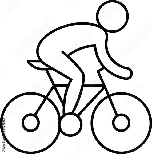 Cycling Activity Line Art Icon.