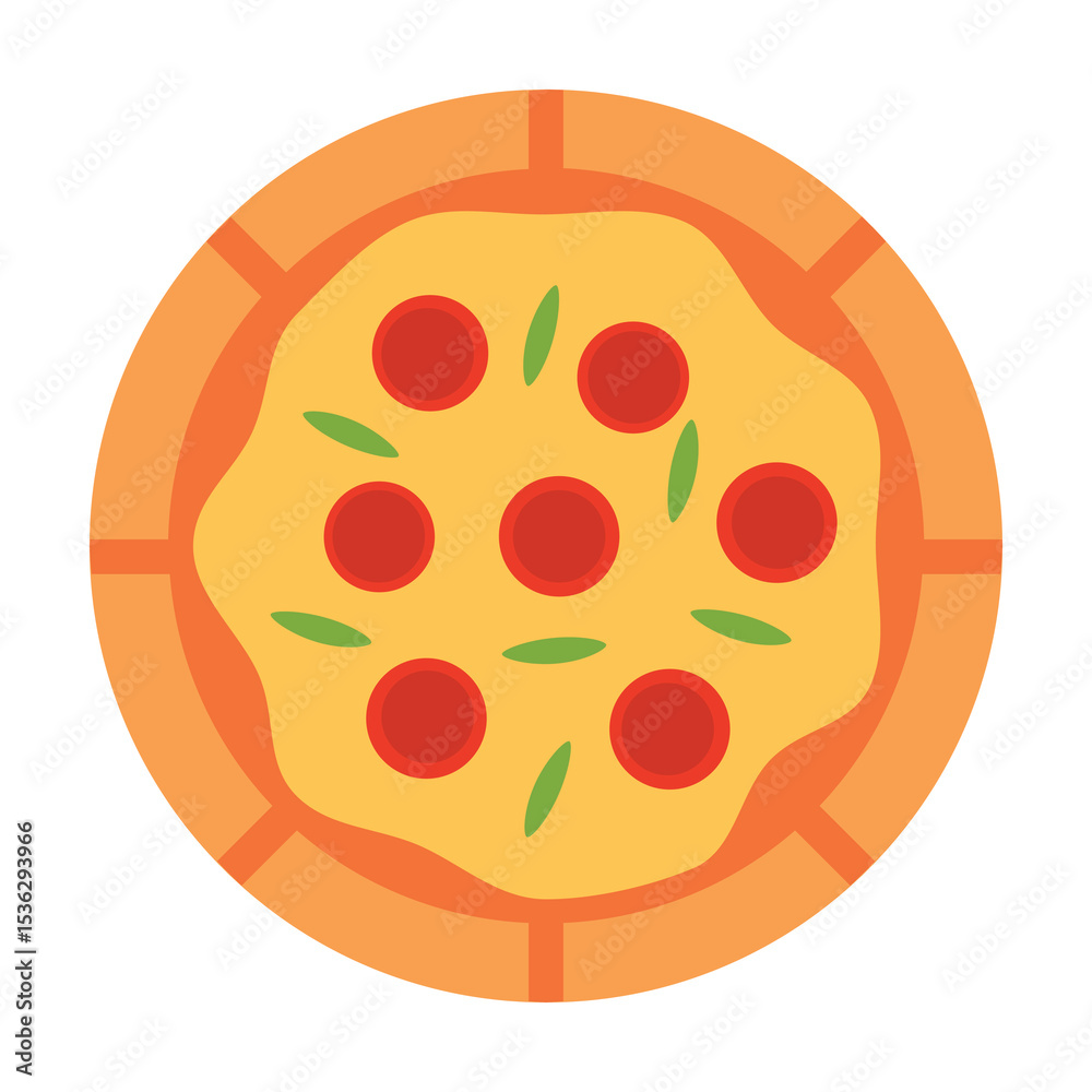 Obraz premium Pizza cartoon vector icon flat illustration, pizza clip art, pizza toppings clip art, pizza vector graphics