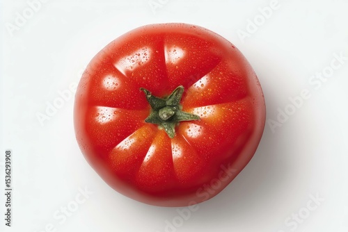 Glossy red tomato in top-down view, isolated © Srav