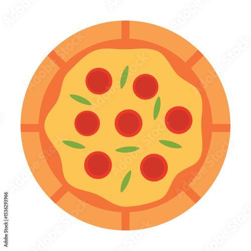 Pizza cartoon vector icon flat illustration, pizza clip art, pizza toppings clip art, pizza vector graphics