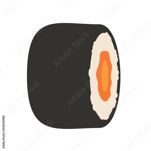 Sushi roll cartoon vector icon flat illustration, sushi clip art, clip art sushi, rolled sushi vector art