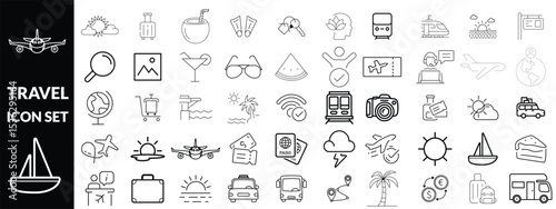 travel icon set design , teaval big outline icon set .
