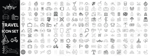 travel icon set design , teaval big outline icon set .