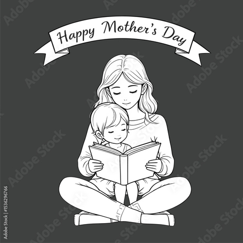 Mother and Child Reading Together on Mother's Day