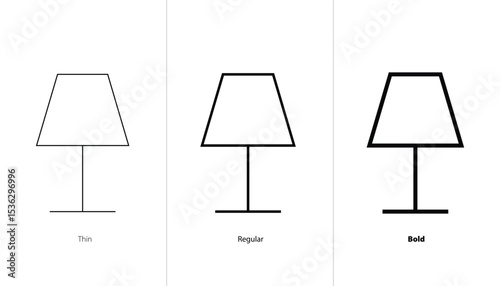 Bedside lamps icon. thin, regular and bold line icons. table room lamps icons set. desk lamp lighting and lamps devices set